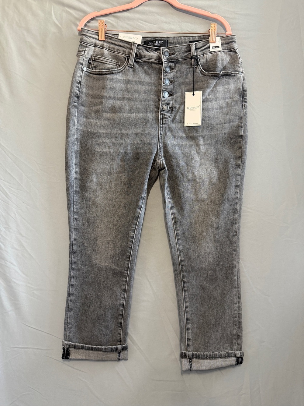 Judy Blue Womens Hi Rise Skinny Fit Capri Denim Size 15/32 Grey Button Fly Jeans